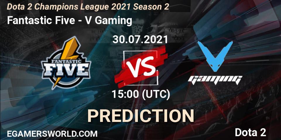 Fantastic Five vs V Gaming: Betting TIp, Match Prediction. 30.07.2021 at 15:26. Dota 2, Dota 2 Champions League 2021 Season 2