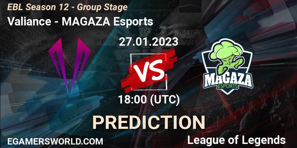 Valiance vs MAGAZA Esports: Betting TIp, Match Prediction. 27.01.23. LoL, EBL Season 12 - Group Stage