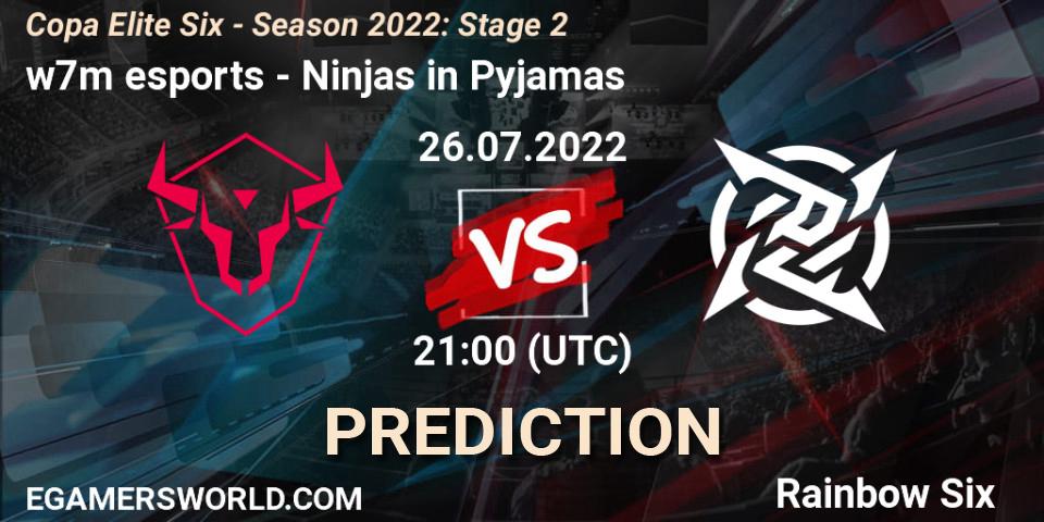 w7m esports vs Ninjas in Pyjamas: Betting TIp, Match Prediction. 26.07.22. Rainbow Six, Copa Elite Six - Season 2022: Stage 2