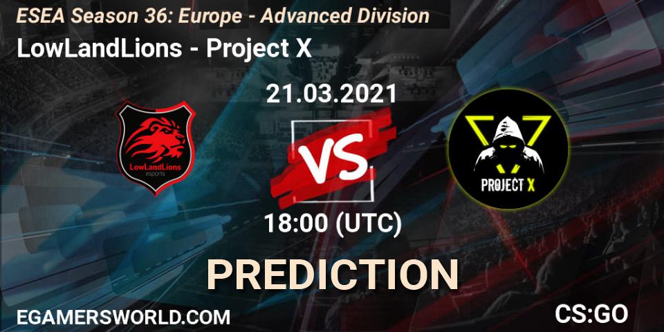 LowLandLions vs Project X: Betting TIp, Match Prediction. 21.03.21. CS2 (CS:GO), ESEA Season 36: Europe - Advanced Division