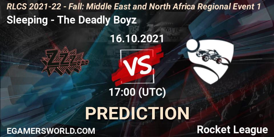 Sleeping vs The Deadly Boyz: Betting TIp, Match Prediction. 16.10.2021 at 18:00. Rocket League, RLCS 2021-22 - Fall: Middle East and North Africa Regional Event 1