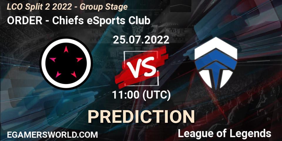 ORDER vs Chiefs eSports Club: Betting TIp, Match Prediction. 25.07.22. LoL, LCO Split 2 2022 - Group Stage