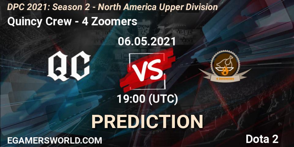 Quincy Crew vs 4 Zoomers: Betting TIp, Match Prediction. 06.05.2021 at 19:00. Dota 2, DPC 2021: Season 2 - North America Upper Division 