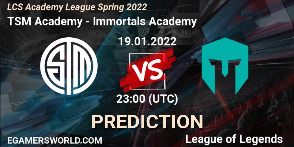 TSM Academy vs Immortals Academy: Betting TIp, Match Prediction. 19.01.22. LoL, LCS Academy League Spring 2022