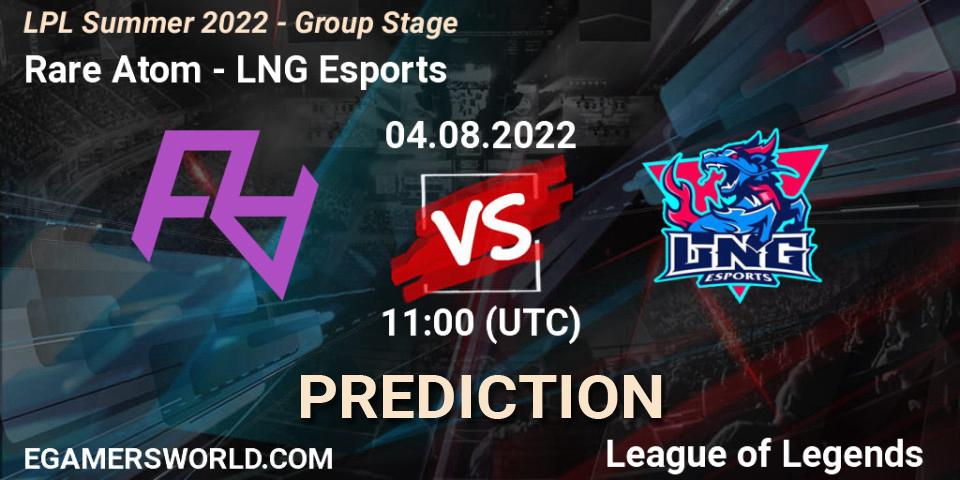 Rare Atom vs LNG Esports: Betting TIp, Match Prediction. 04.08.22. LoL, LPL Summer 2022 - Group Stage