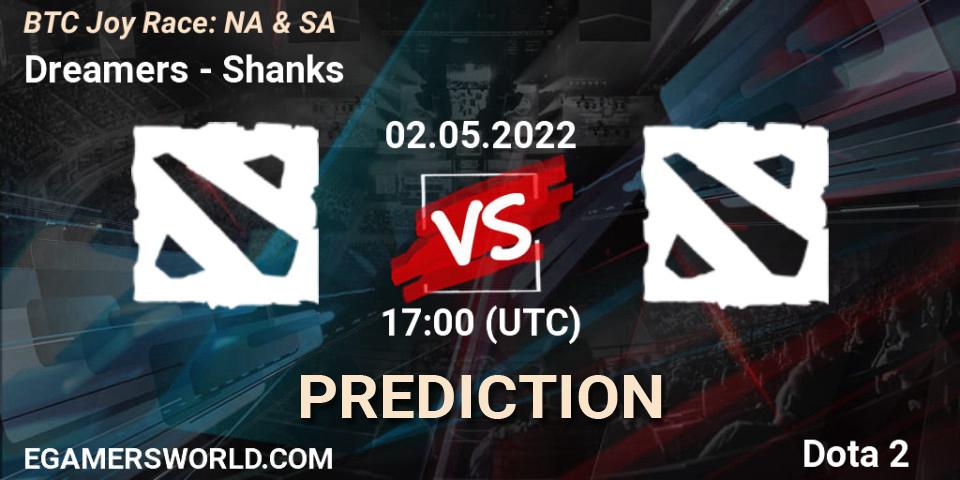 Dreamers vs Shanks: Betting TIp, Match Prediction. 29.04.2022 at 17:09. Dota 2, BTC Joy Race: NA & SA
