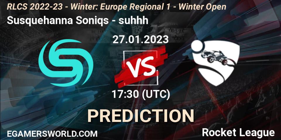 Susquehanna Soniqs vs suhhh: Betting TIp, Match Prediction. 27.01.23. Rocket League, RLCS 2022-23 - Winter: Europe Regional 1 - Winter Open