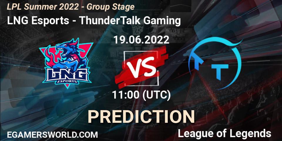 LNG Esports vs TT Gaming: Betting TIp, Match Prediction. 19.06.2022 at 11:00. LoL, LPL Summer 2022 - Group Stage