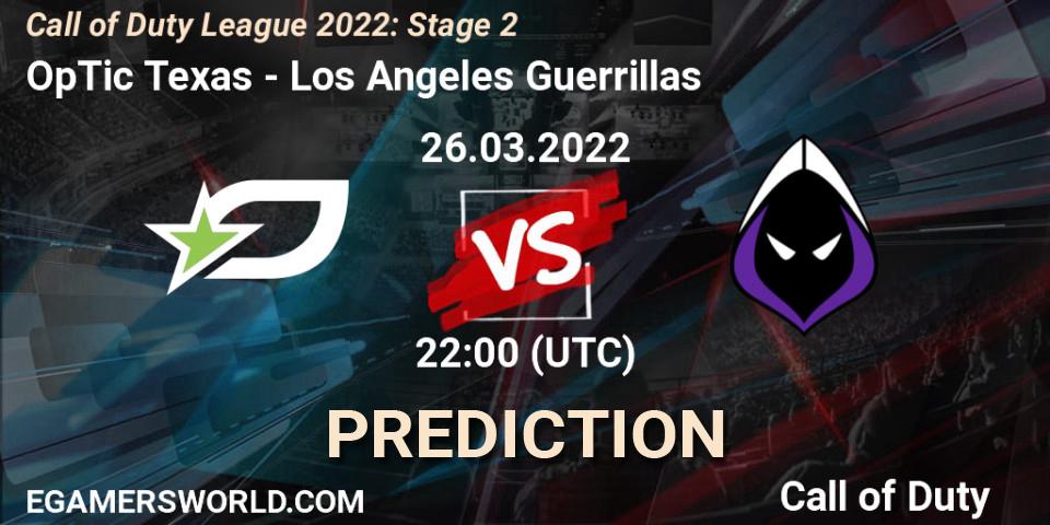 OpTic Texas vs Los Angeles Guerrillas: Betting TIp, Match Prediction. 26.03.2022 at 22:00. Call of Duty, Call of Duty League 2022: Stage 2