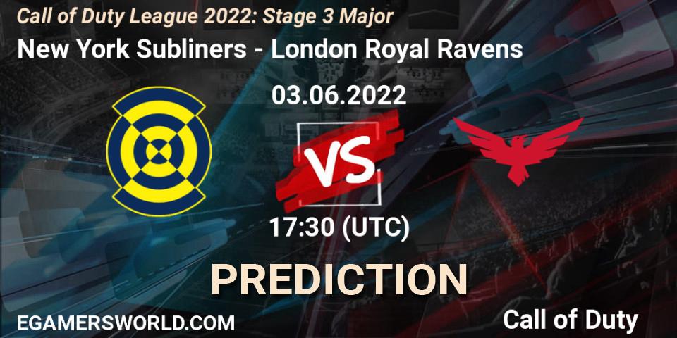 New York Subliners vs London Royal Ravens: Betting TIp, Match Prediction. 03.06.2022 at 17:30. Call of Duty, Call of Duty League 2022: Stage 3 Major