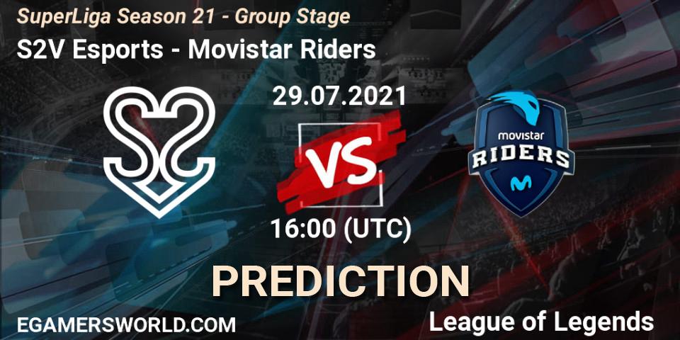 S2V Esports vs Movistar Riders: Betting TIp, Match Prediction. 29.07.2021 at 19:00. LoL, SuperLiga Season 21 - Group Stage 