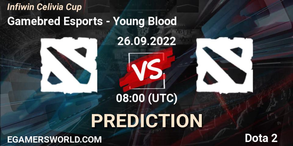Gamebred Esports vs Young Blood: Betting TIp, Match Prediction. 24.09.2022 at 05:29. Dota 2, Infiwin Celivia Cup 