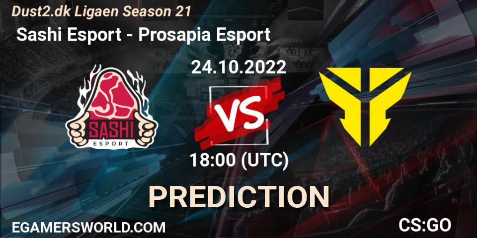  Sashi Esport vs Prosapia Esport: Betting TIp, Match Prediction. 24.10.2022 at 19:00. Counter-Strike (CS2), Dust2.dk Ligaen Season 21