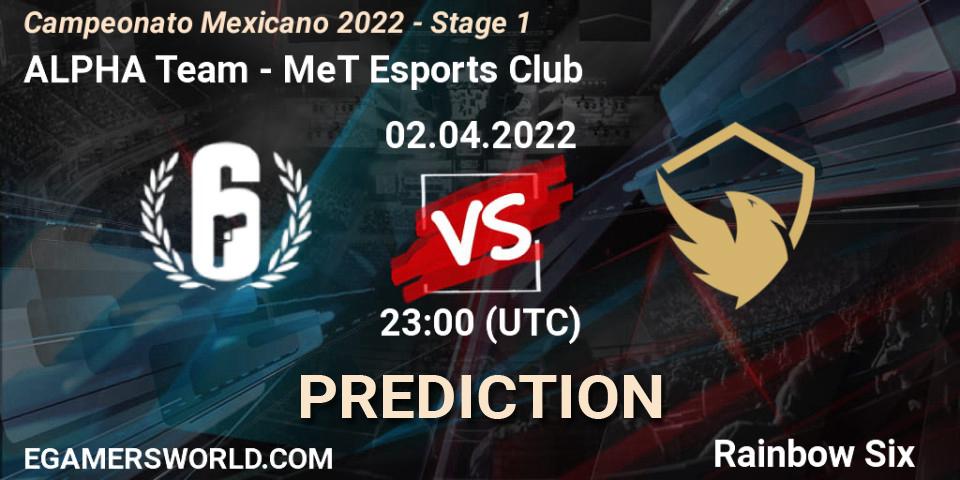 ALPHA Team vs MeT Esports Club: Betting TIp, Match Prediction. 02.04.2022 at 23:00. Rainbow Six, Campeonato Mexicano 2022 - Stage 1