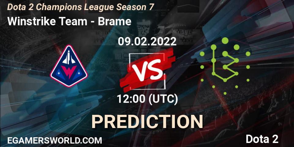 Winstrike Team vs Brame: Betting TIp, Match Prediction. 09.02.22. Dota 2, Dota 2 Champions League 2022 Season 7