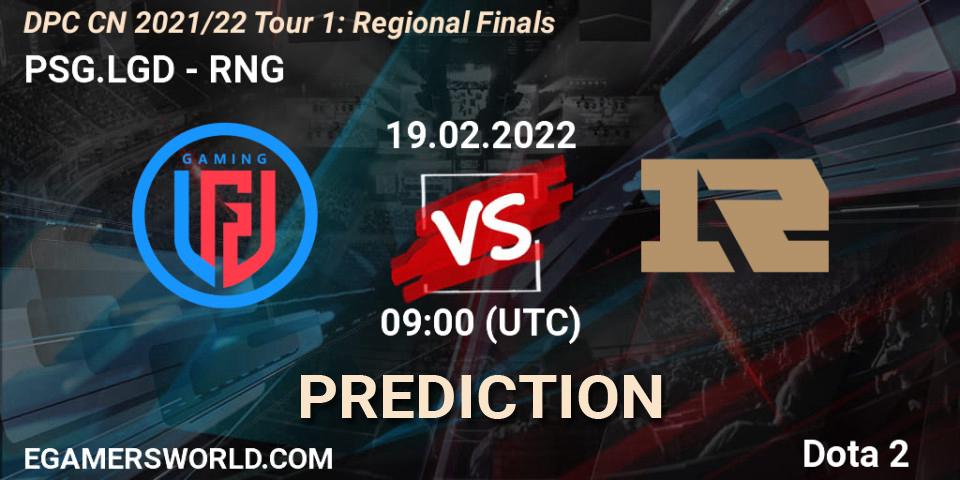 PSG.LGD vs RNG: Betting TIp, Match Prediction. 19.02.2022 at 09:29. Dota 2, DPC CN 2021/22 Tour 1: Regional Finals