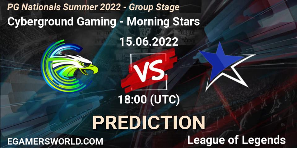 Cyberground Gaming vs Morning Stars: Betting TIp, Match Prediction. 15.06.2022 at 18:00. LoL, PG Nationals Summer 2022 - Group Stage