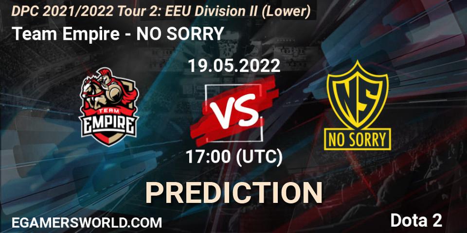 Team Empire vs NO SORRY: Betting TIp, Match Prediction. 20.05.22. Dota 2, DPC 2021/2022 Tour 2: EEU Division II (Lower)