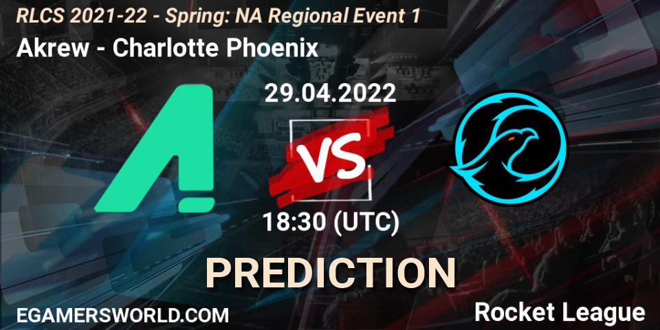 Akrew vs Charlotte Phoenix: Betting TIp, Match Prediction. 29.04.22. Rocket League, RLCS 2021-22 - Spring: NA Regional Event 1