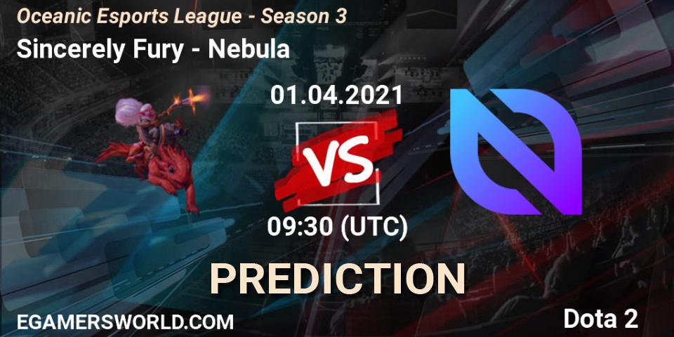 Sincerely Fury vs Nebula: Betting TIp, Match Prediction. 01.04.2021 at 09:48. Dota 2, Oceanic Esports League - Season 3