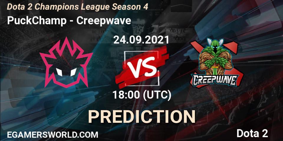 PuckChamp vs Creepwave: Betting TIp, Match Prediction. 24.09.2021 at 18:00. Dota 2, Dota 2 Champions League Season 4