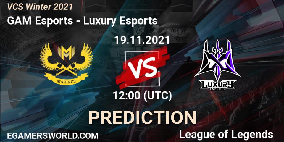 GAM Esports vs Luxury Esports: Betting TIp, Match Prediction. 19.11.2021 at 12:00. LoL, VCS Winter 2021