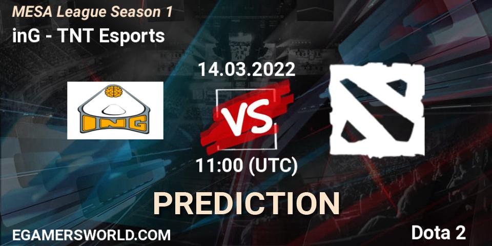inG vs TNT Esports: Betting TIp, Match Prediction. 14.03.2022 at 11:02. Dota 2, MESA League Season 1