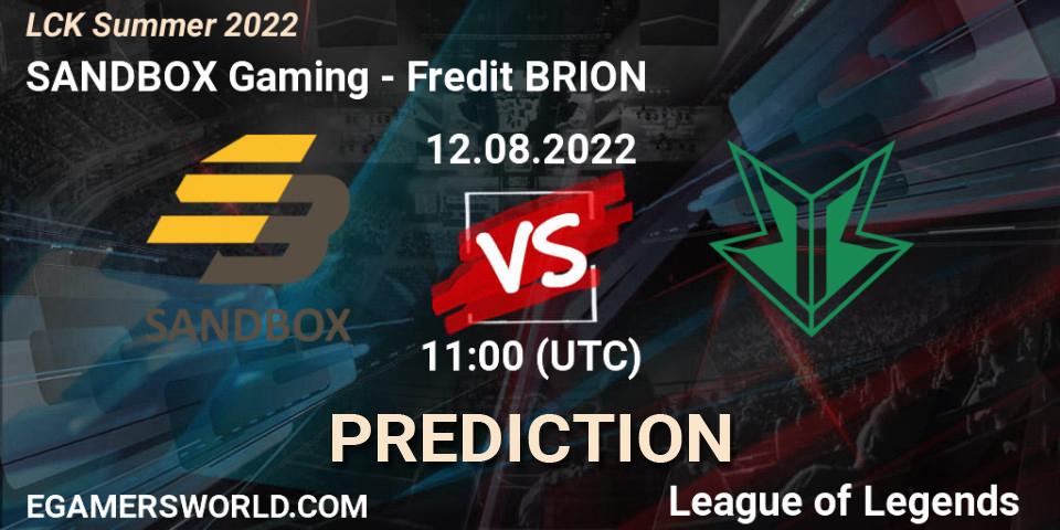 SANDBOX Gaming vs Fredit BRION: Betting TIp, Match Prediction. 12.08.22. LoL, LCK Summer 2022