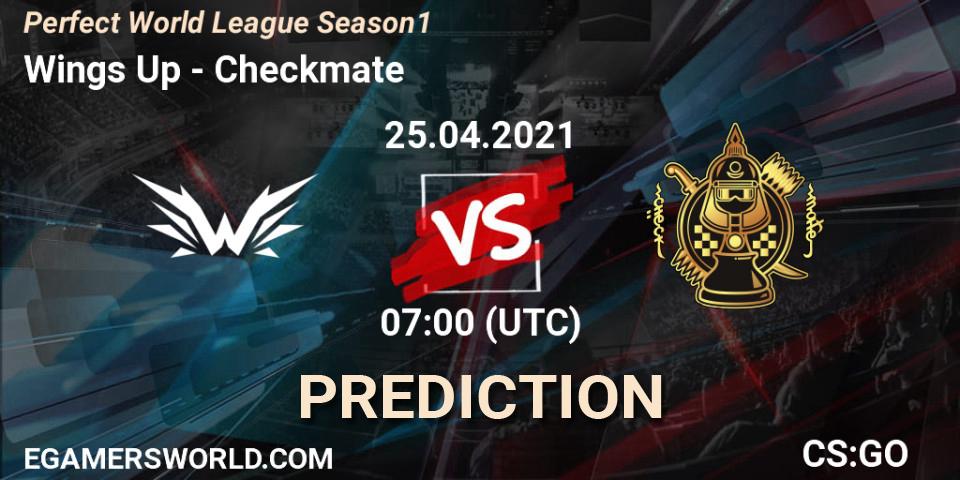 Wings Up vs Checkmate: Betting TIp, Match Prediction. 25.04.2021 at 07:00. Counter-Strike (CS2), Perfect World League Season 1