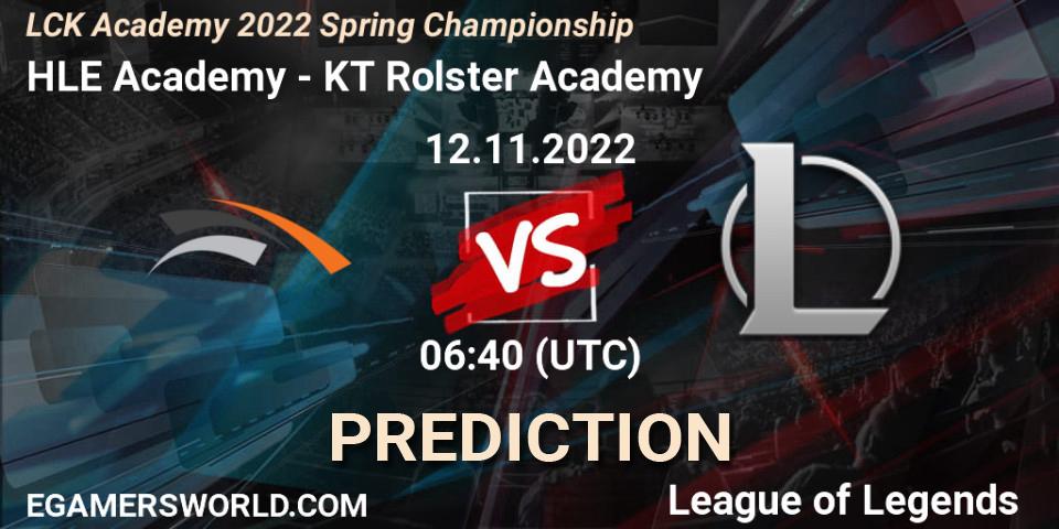 HLE Academy vs KT Rolster Academy: Betting TIp, Match Prediction. 12.11.2022 at 06:40. LoL, LCK Academy 2022 Spring Championship