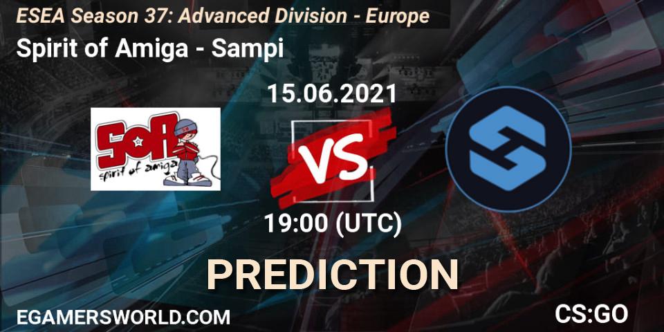 Spirit of Amiga vs Sampi: Betting TIp, Match Prediction. 15.06.2021 at 19:00. Counter-Strike (CS2), ESEA Season 37: Advanced Division - Europe