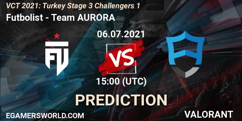 Futbolist vs Team AURORA: Betting TIp, Match Prediction. 06.07.2021 at 15:00. VALORANT, VCT 2021: Turkey Stage 3 Challengers 1