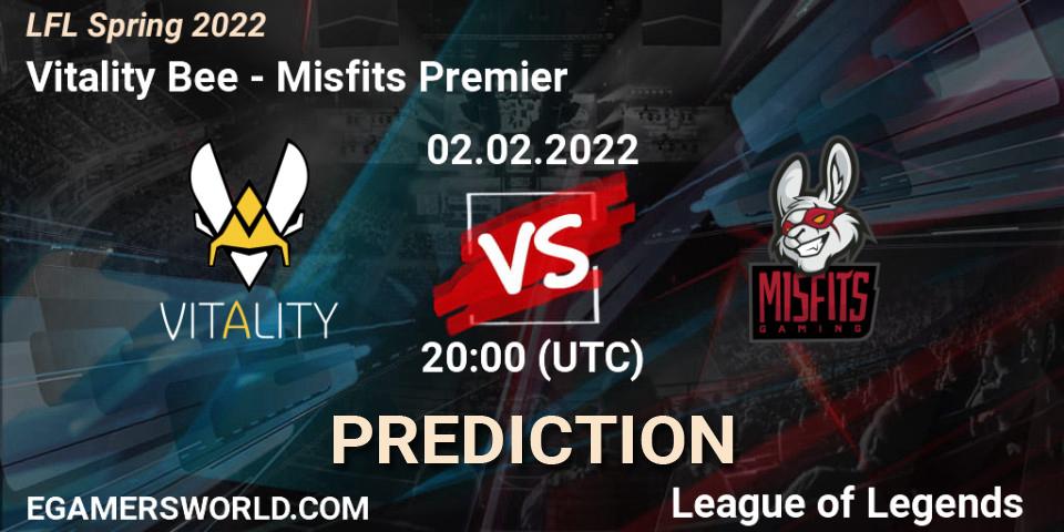 Vitality Bee vs Misfits Premier: Betting TIp, Match Prediction. 02.02.2022 at 20:00. LoL, LFL Spring 2022