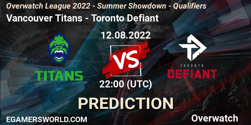 Vancouver Titans vs Toronto Defiant: Betting TIp, Match Prediction. 12.08.22. Overwatch, Overwatch League 2022 - Summer Showdown - Qualifiers