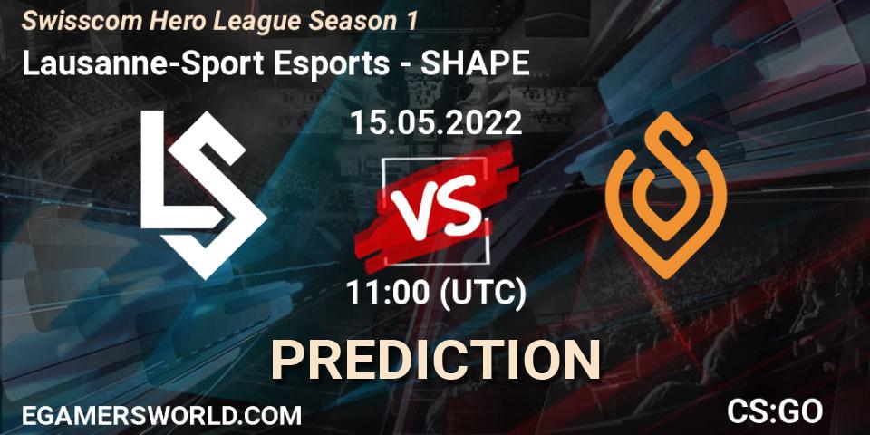 Lausanne-Sport Esports vs SHAPE: Betting TIp, Match Prediction. 15.05.2022 at 11:00. Counter-Strike (CS2), Swisscom Hero League Season 1