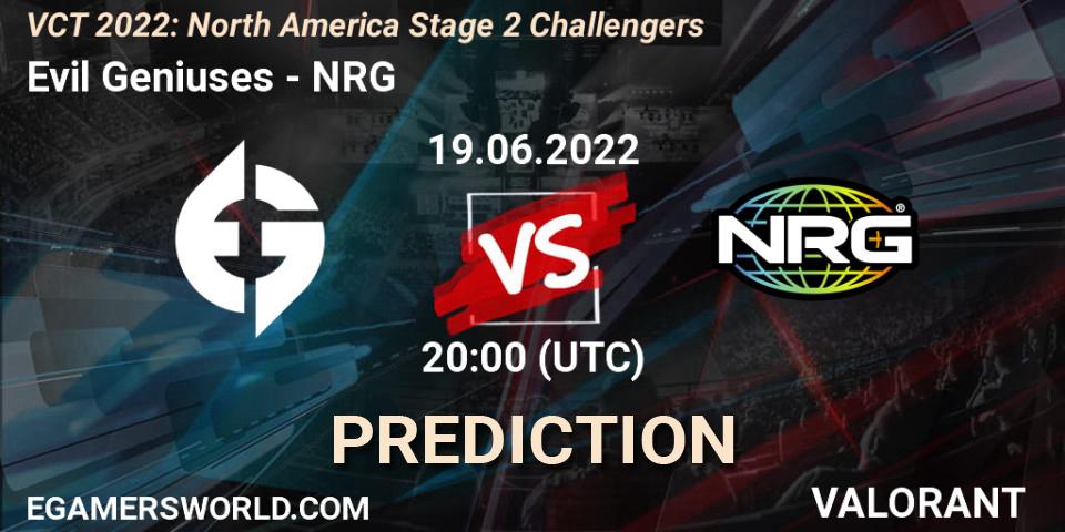 Evil Geniuses vs NRG: Betting TIp, Match Prediction. 19.06.22. VALORANT, VCT 2022: North America Stage 2 Challengers