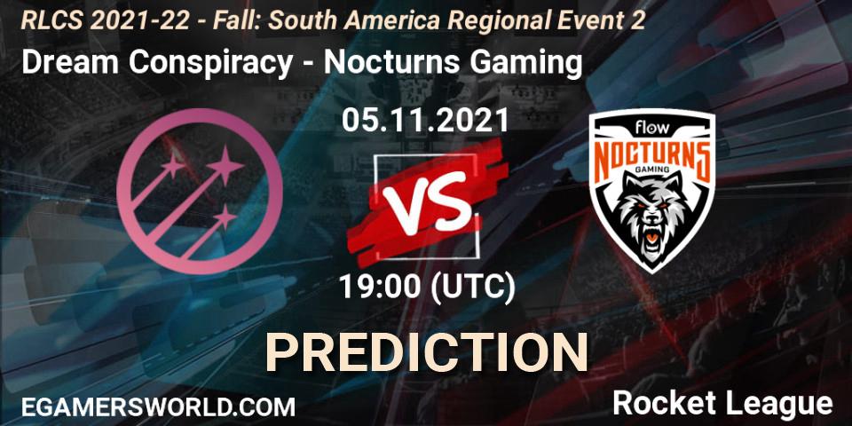 Dream Conspiracy vs Nocturns Gaming: Betting TIp, Match Prediction. 05.11.2021 at 19:00. Rocket League, RLCS 2021-22 - Fall: South America Regional Event 2