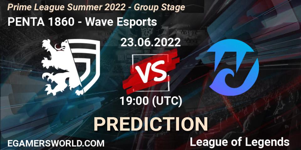 PENTA 1860 vs Wave Esports: Betting TIp, Match Prediction. 23.06.2022 at 19:10. LoL, Prime League Summer 2022 - Group Stage