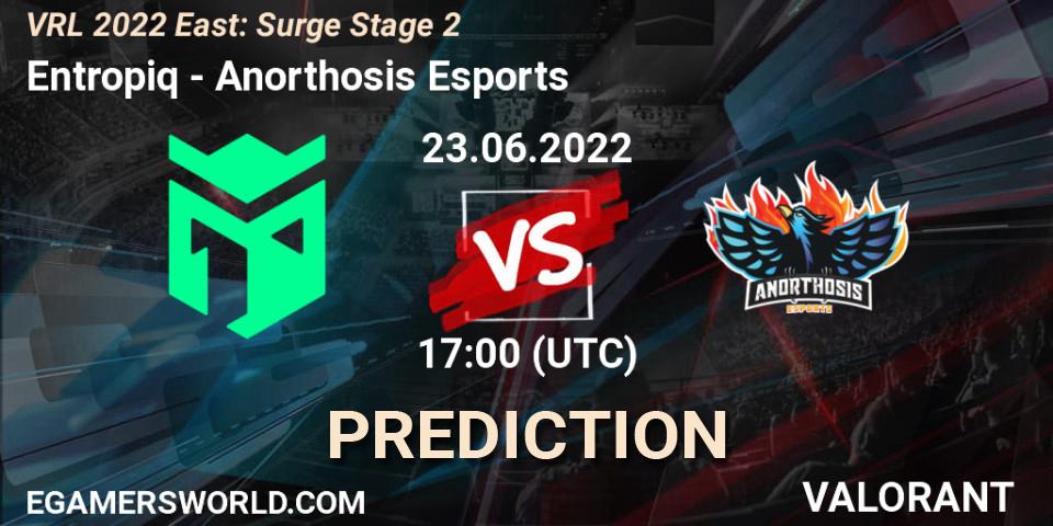 Entropiq vs Anorthosis Esports: Betting TIp, Match Prediction. 23.06.2022 at 17:30. VALORANT, VRL 2022 East: Surge Stage 2