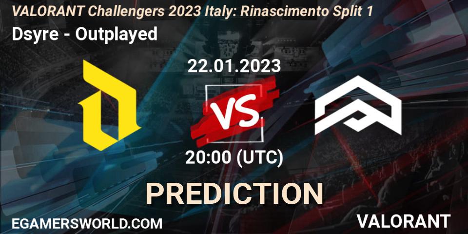 Dsyre vs Outplayed: Betting TIp, Match Prediction. 22.01.23. VALORANT, VALORANT Challengers 2023 Italy: Rinascimento Split 1