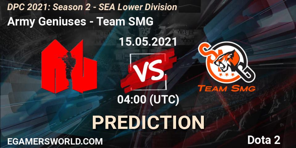 Army Geniuses vs Team SMG: Betting TIp, Match Prediction. 15.05.2021 at 04:00. Dota 2, DPC 2021: Season 2 - SEA Lower Division