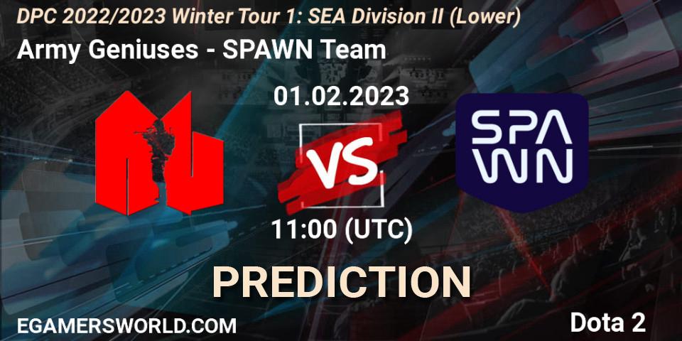 Army Geniuses vs SPAWN Team: Betting TIp, Match Prediction. 01.02.23. Dota 2, DPC 2022/2023 Winter Tour 1: SEA Division II (Lower)