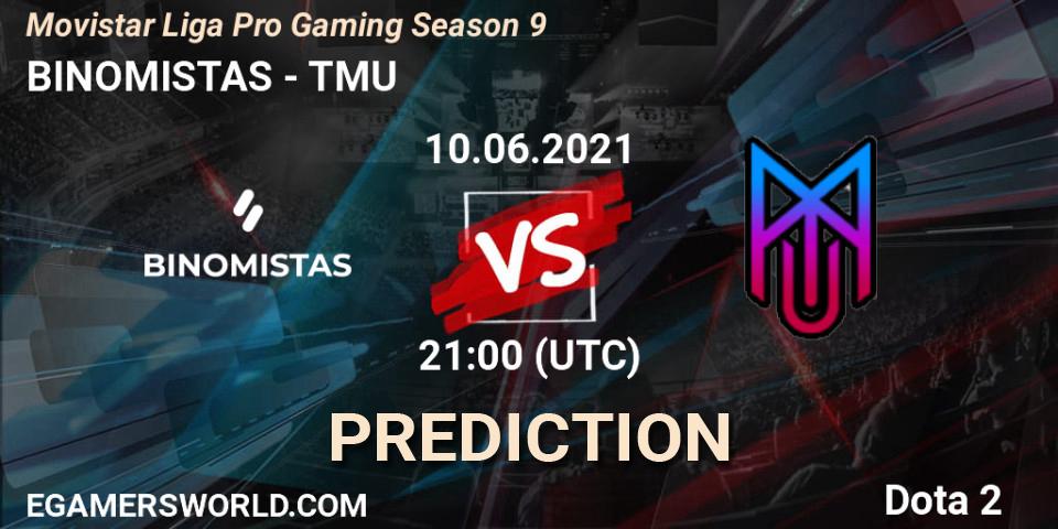 BINOMISTAS vs TMU: Betting TIp, Match Prediction. 10.06.2021 at 21:08. Dota 2, Movistar Liga Pro Gaming Season 9