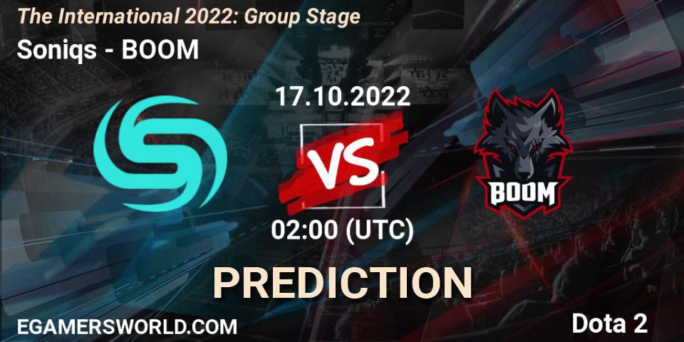Soniqs vs BOOM: Betting TIp, Match Prediction. 17.10.2022 at 02:03. Dota 2, The International 2022: Group Stage
