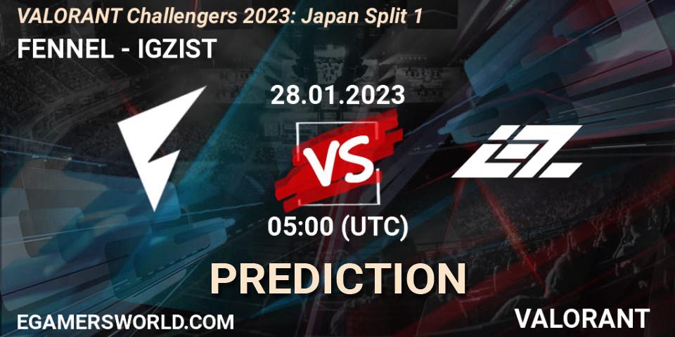 FENNEL vs IGZIST: Betting TIp, Match Prediction. 28.01.2023 at 05:00. VALORANT, VALORANT Challengers 2023: Japan Split 1