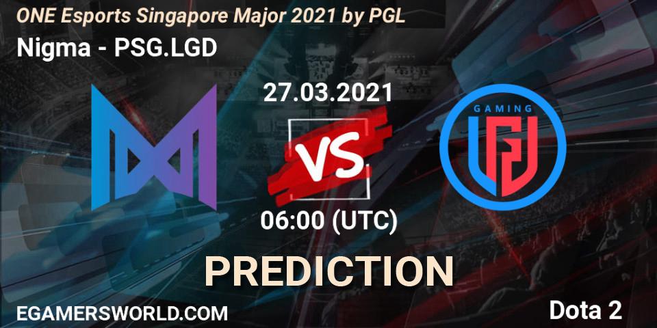 Nigma vs PSG.LGD: Betting TIp, Match Prediction. 27.03.2021 at 06:53. Dota 2, ONE Esports Singapore Major 2021