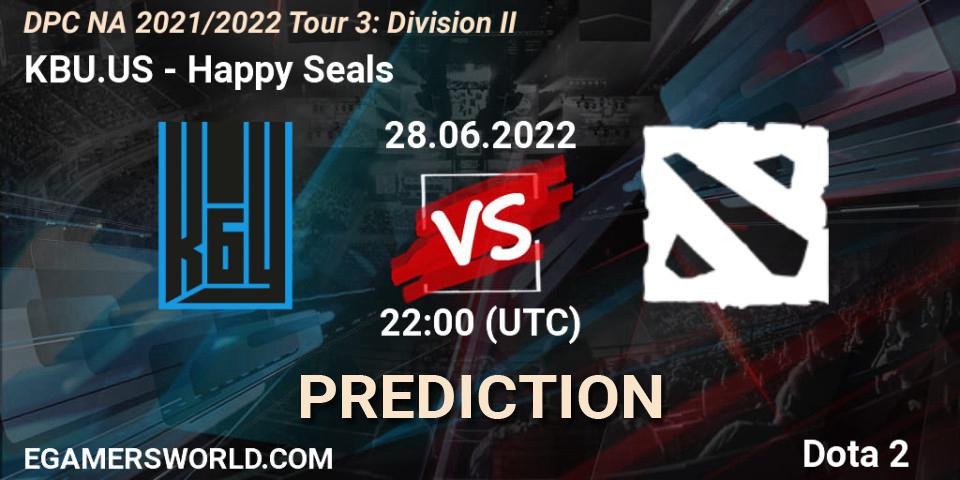KBU.US vs Happy Seals: Betting TIp, Match Prediction. 28.06.2022 at 22:10. Dota 2, DPC NA 2021/2022 Tour 3: Division II