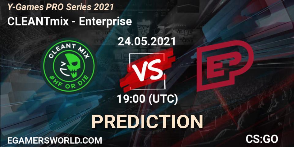 CLEANTmix vs Enterprise: Betting TIp, Match Prediction. 24.05.2021 at 19:00. Counter-Strike (CS2), Y-Games PRO Series 2021
