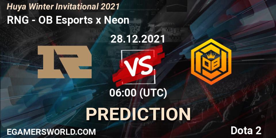 RNG vs OB Esports x Neon: Betting TIp, Match Prediction. 28.12.21. Dota 2, Huya Winter Invitational 2021