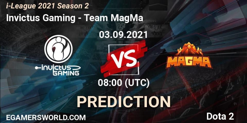 Invictus Gaming vs Team MagMa: Betting TIp, Match Prediction. 03.09.2021 at 08:06. Dota 2, i-League 2021 Season 2